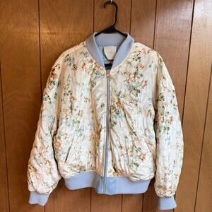 Urban Outfitters Cara Womens Large Reversible Floral Satin Velvet Bomber Jacket